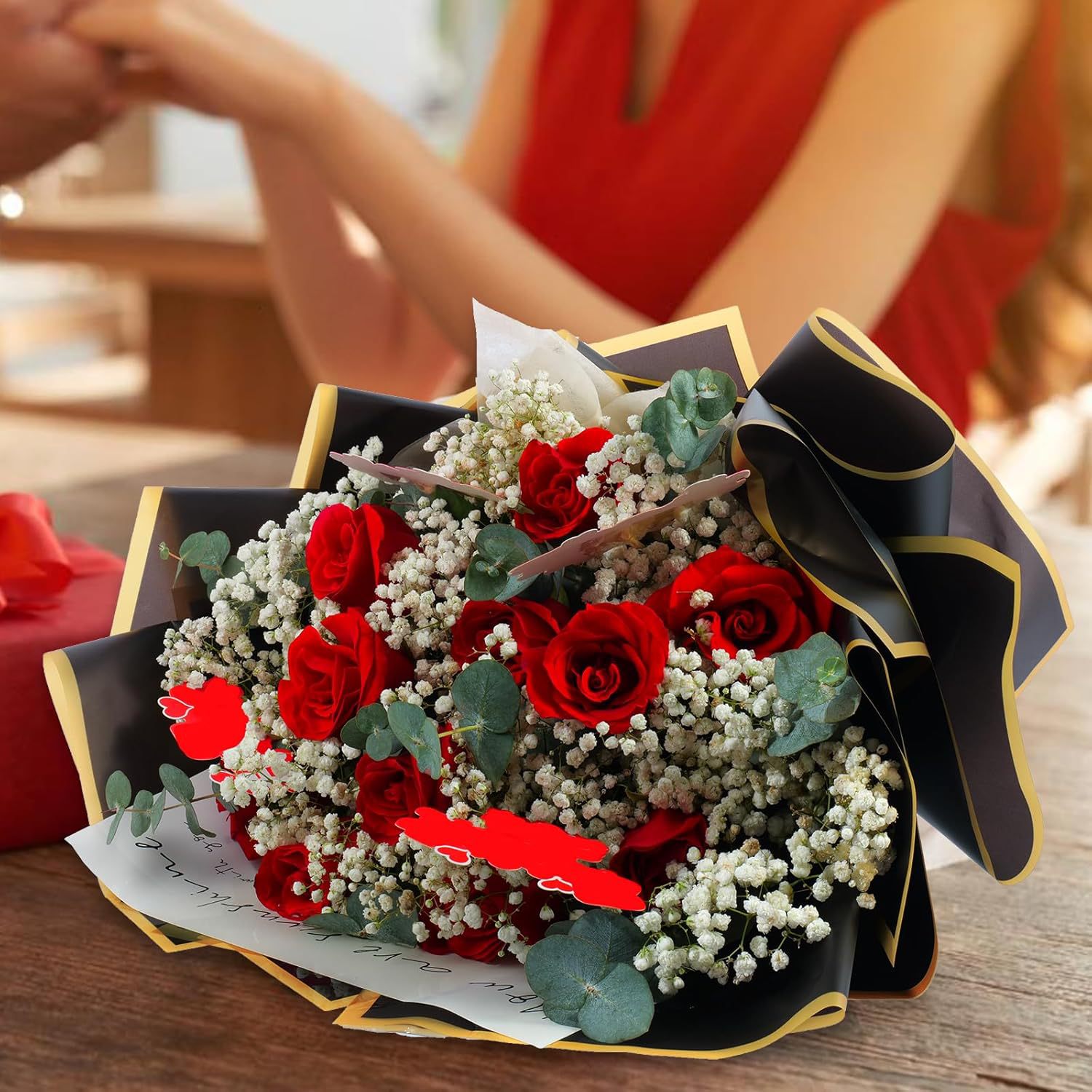 20 시트 골드 에지 방수 젤리 필름 꽃 포장지 결혼식 - Florist Flower Supply 리뷰 및 가격